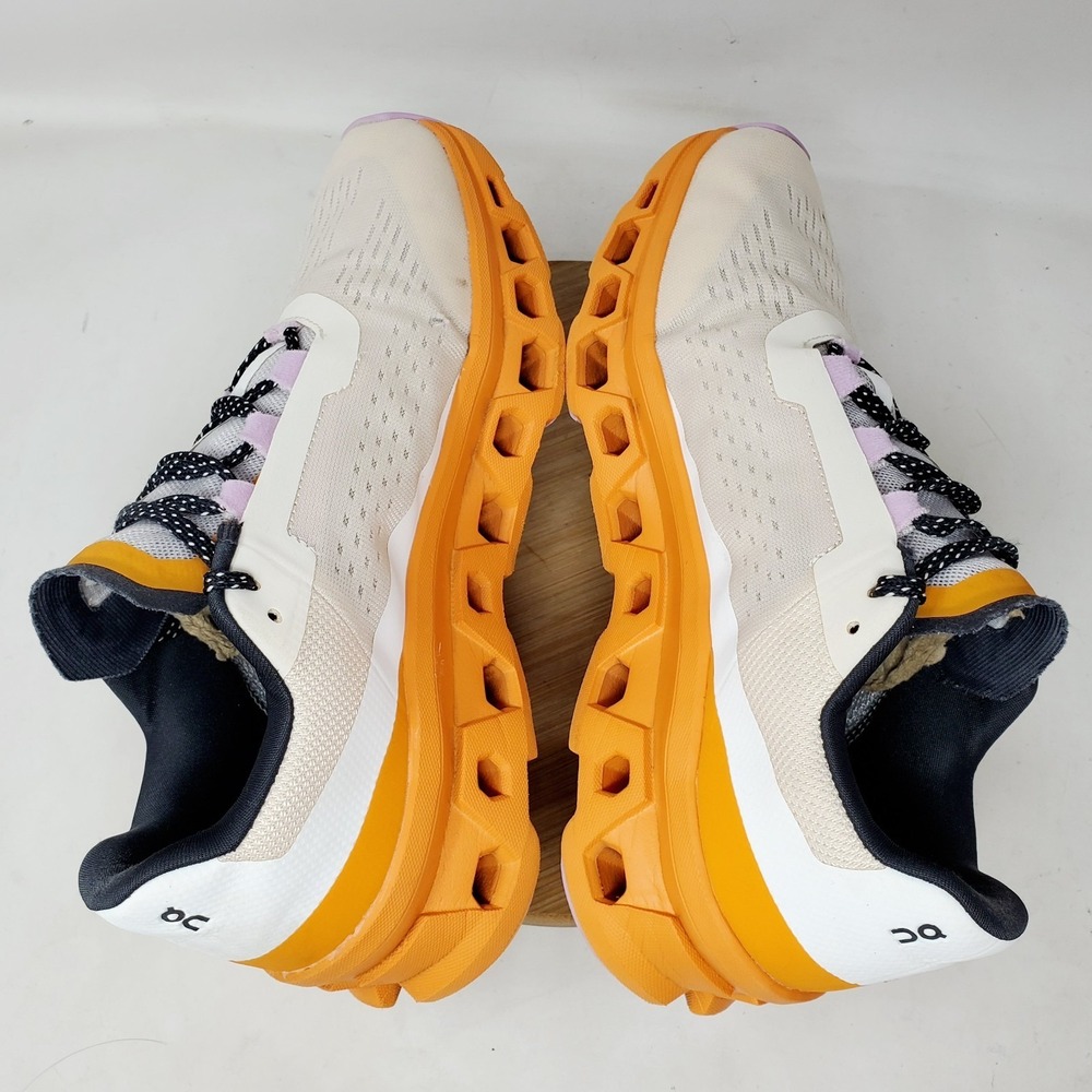 On Cloudmonster Shoes Womens 8.5 Off White Orange Cushion Comfort Sneaker - Picture 10 of 16